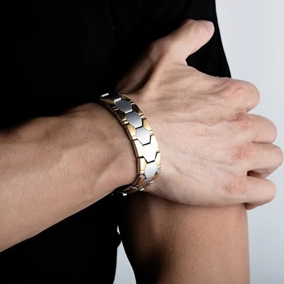 Titanium Magnetic Ion Therapy Lymphatic Health Chain Link Bracelet Weight Loss - Picture 7 of 12